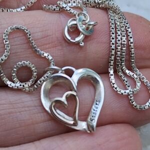 925 Sterling Silver Chain Delicate Sister Heart Pendant Minimalist jewelry